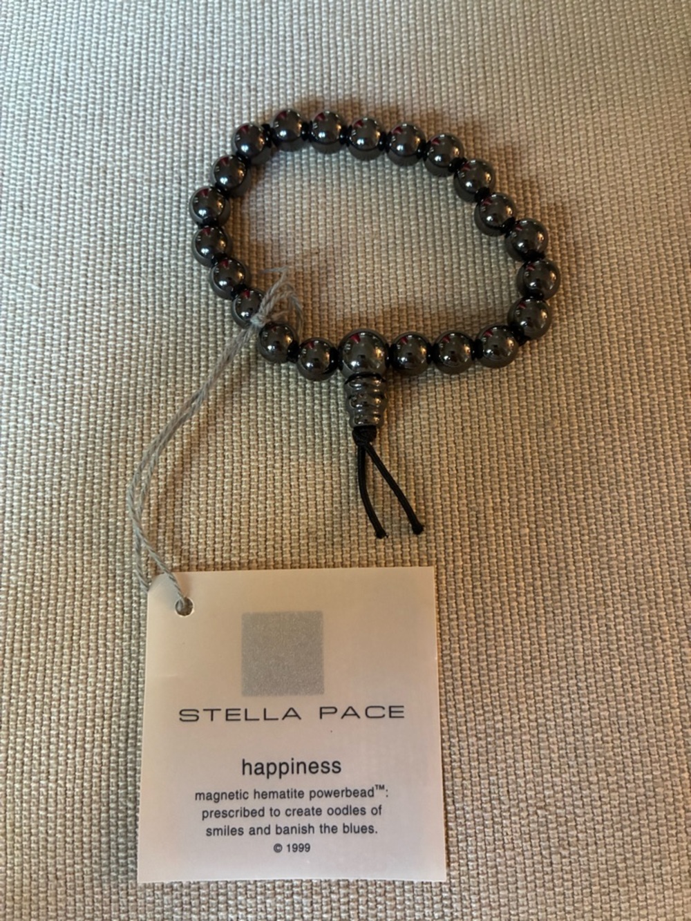 Hematite “happiness” bracelet by Stella Pace
